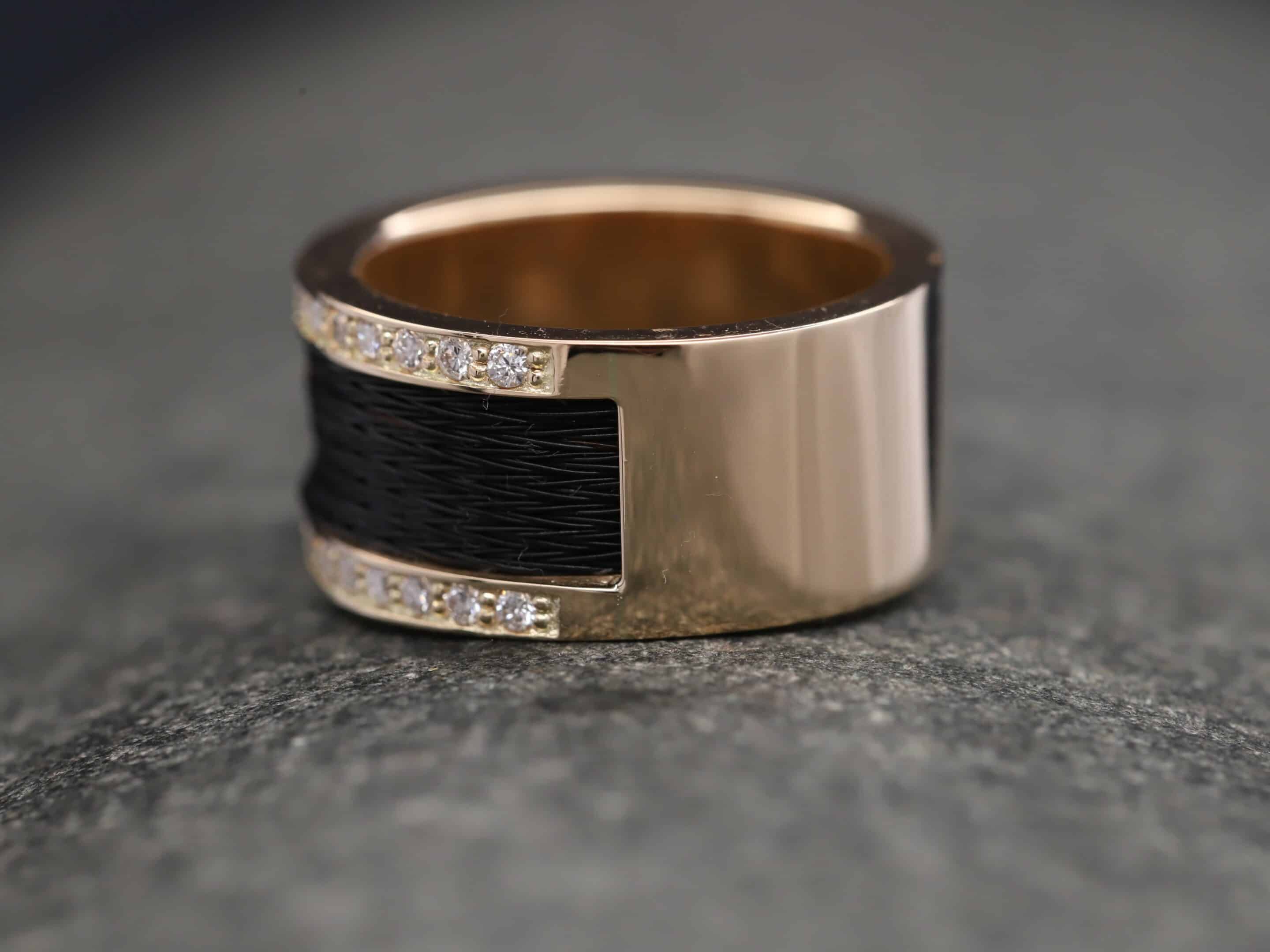 Pferdehaarring 585er Rosegold mit Brillanten – Bild 5