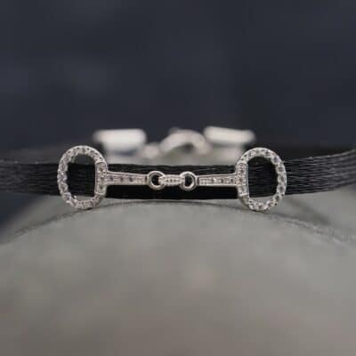 Pferdehaararmband 925er Silber 6mm Breit mit Zirkonias in Trense