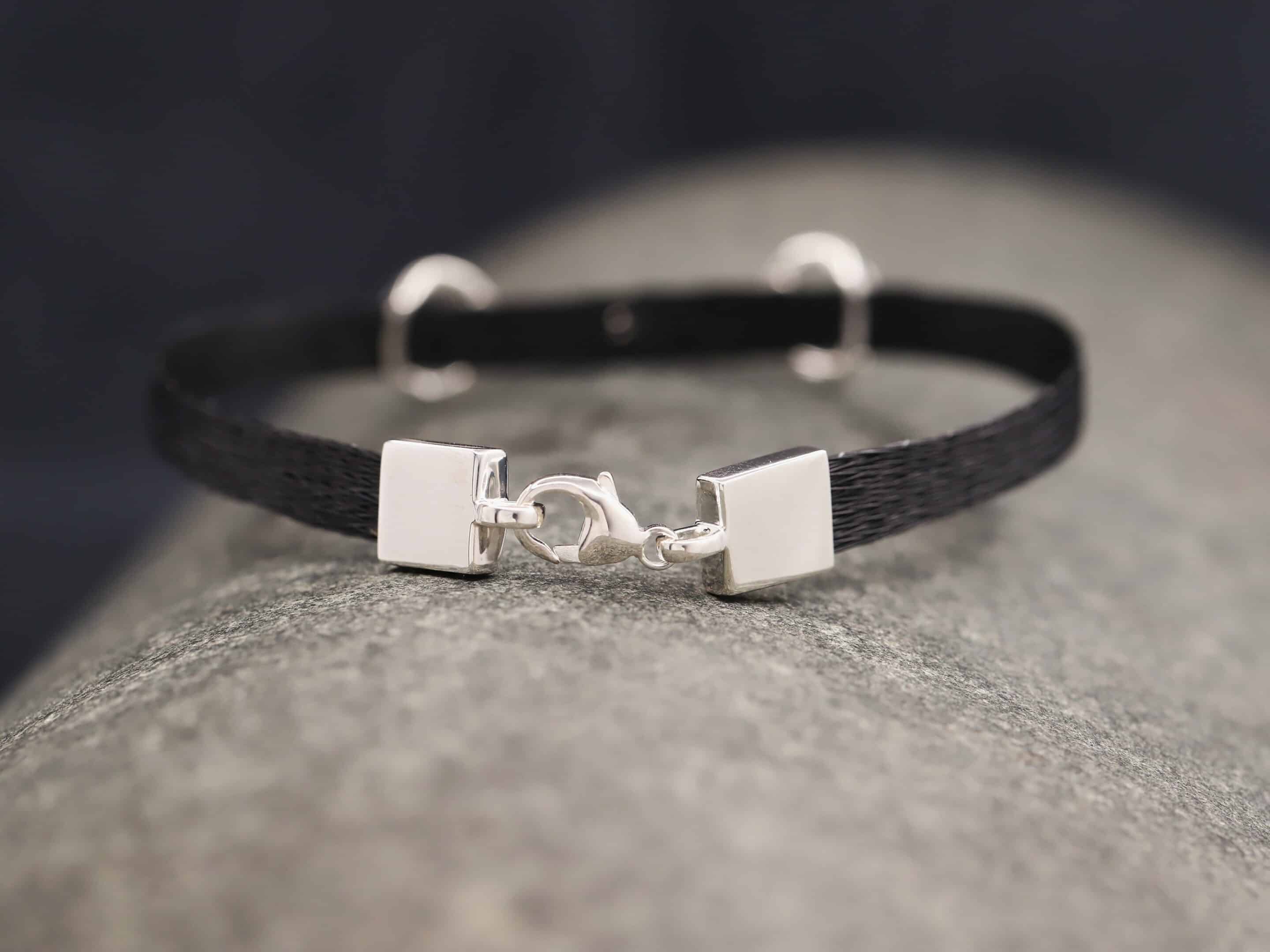 Pferdehaararmband 925er Silber 6mm Breit mit Zirkonias in Trense – Bild 4