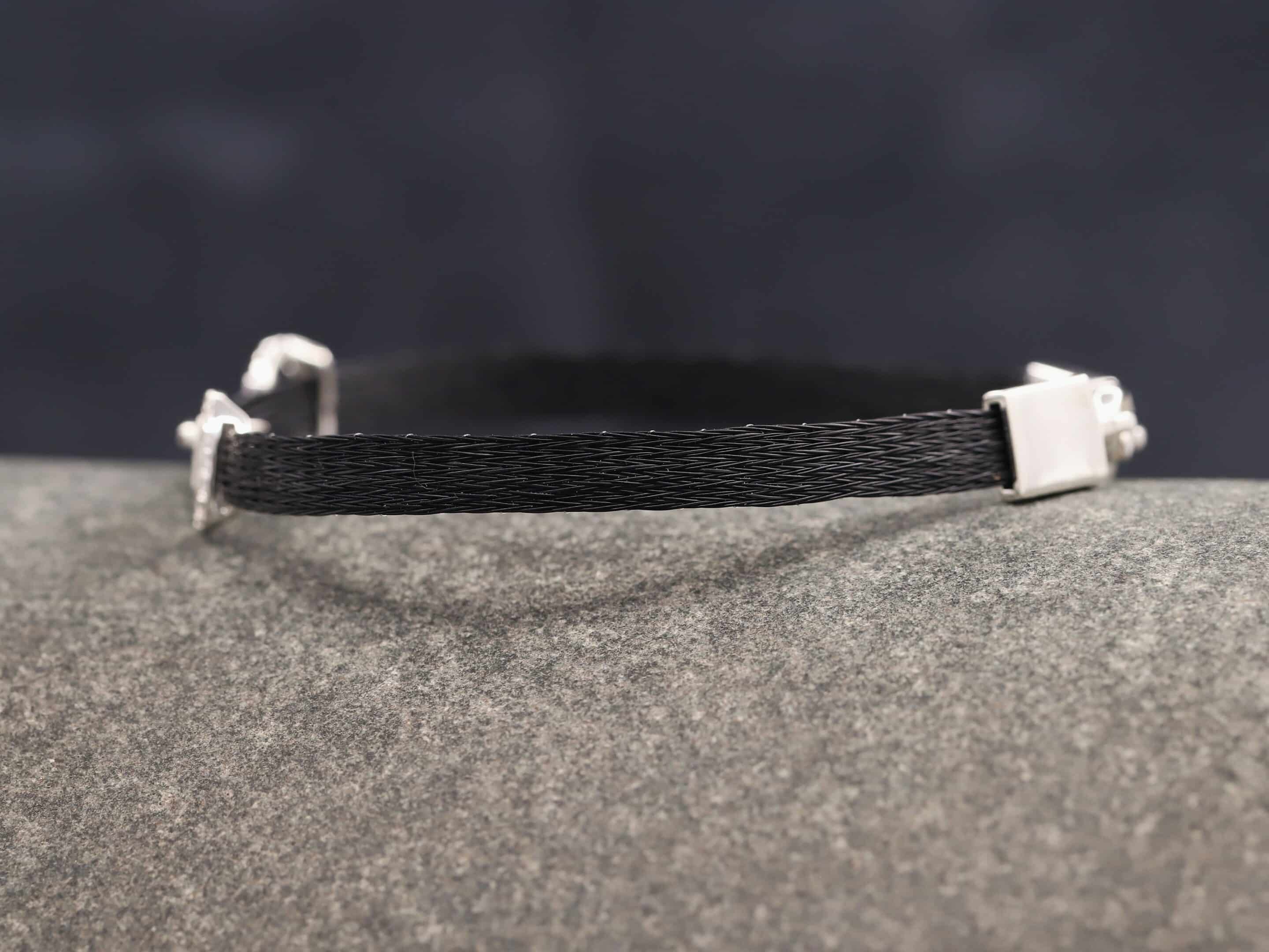 Pferdehaararmband 925er Silber 6mm Breit mit Zirkonias in Trense – Bild 3