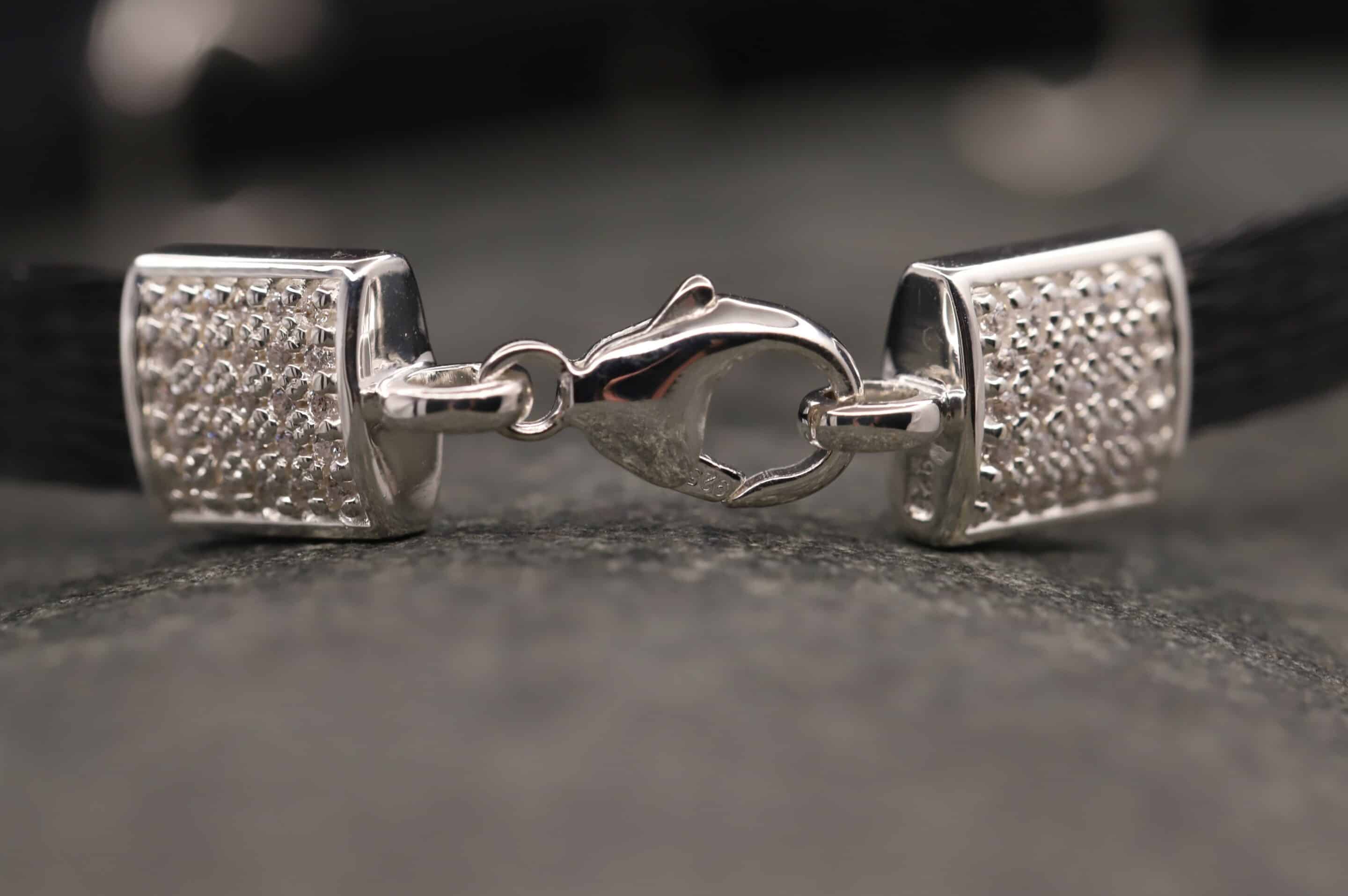 Pferdehaararmband 925er Silber 6mm Breit mit Zirkonias in Trense und Verschluss – Bild 6
