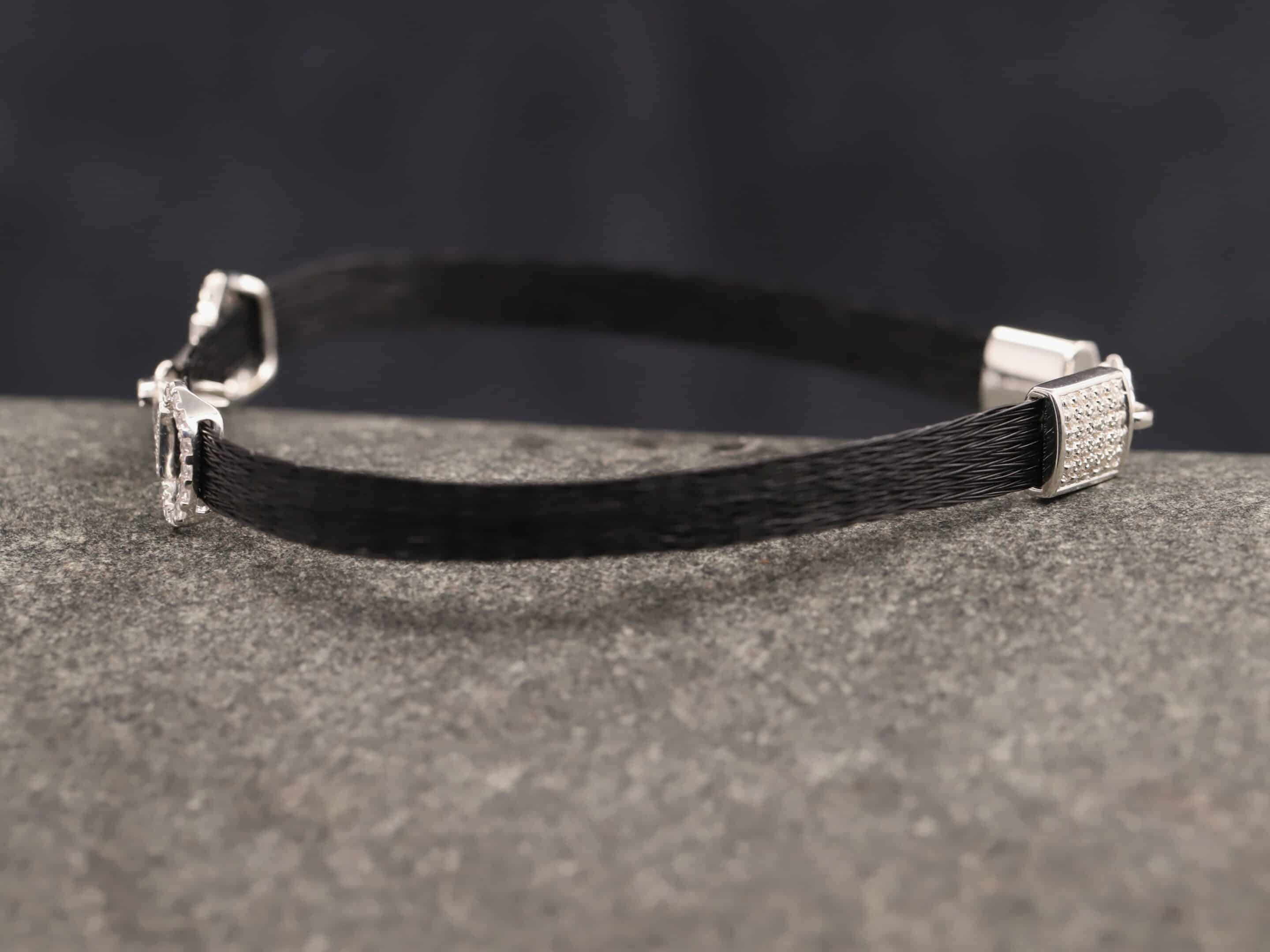 Pferdehaararmband 925er Silber 6mm Breit mit Zirkonias in Trense und Verschluss – Bild 7