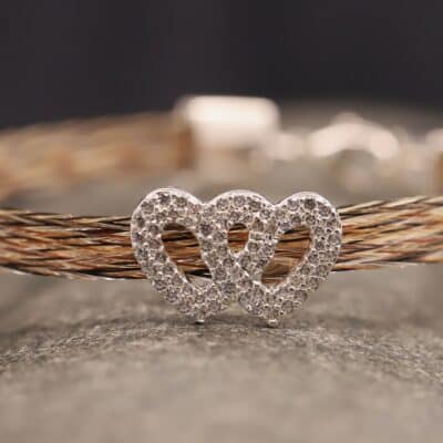 Pferdehaararmband 925er Silber 6mm Breit mit Zirkonia Herz