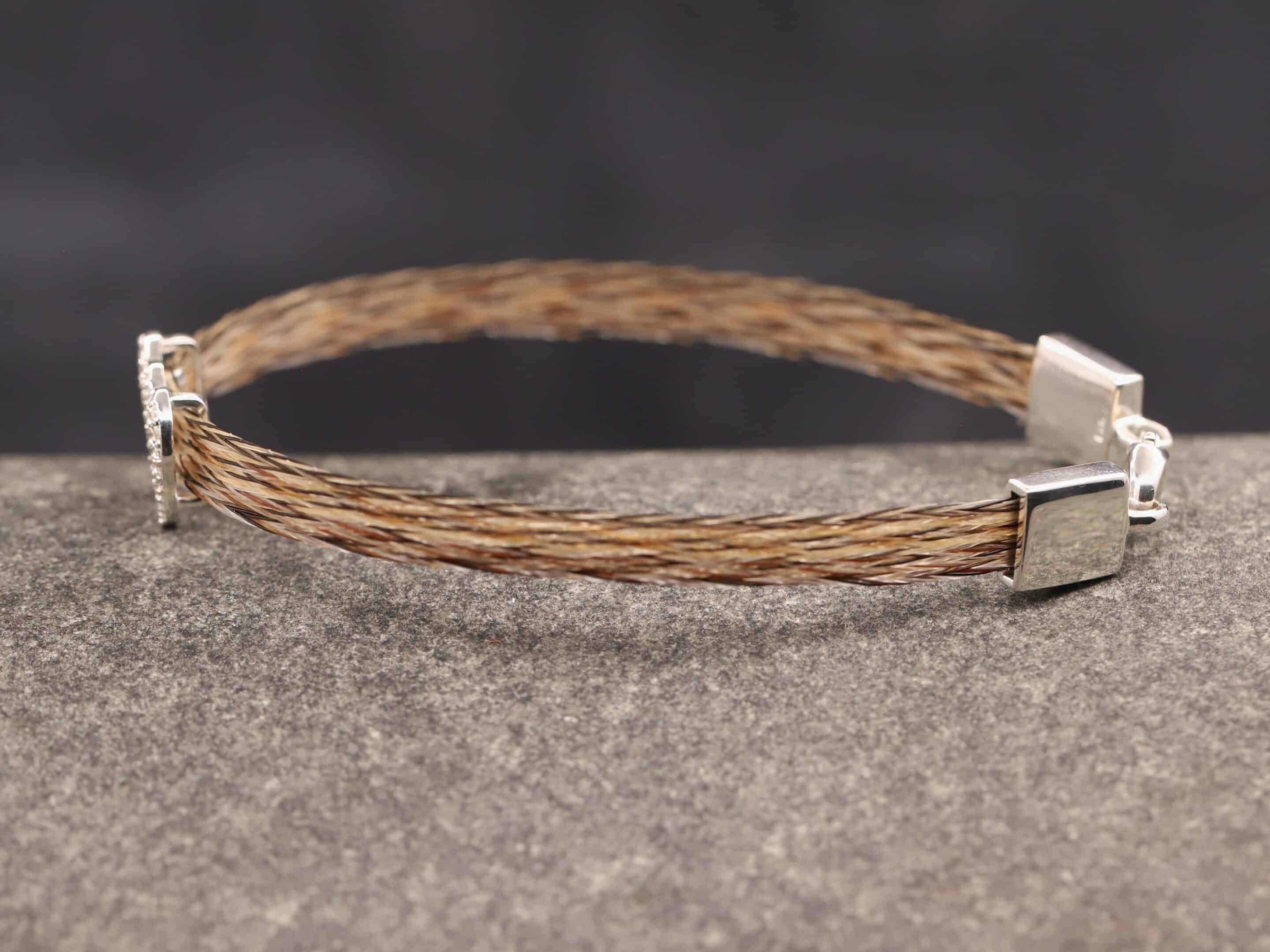 Pferdehaararmband 925er Silber 6mm Breit mit Zirkonia Herz – Bild 2