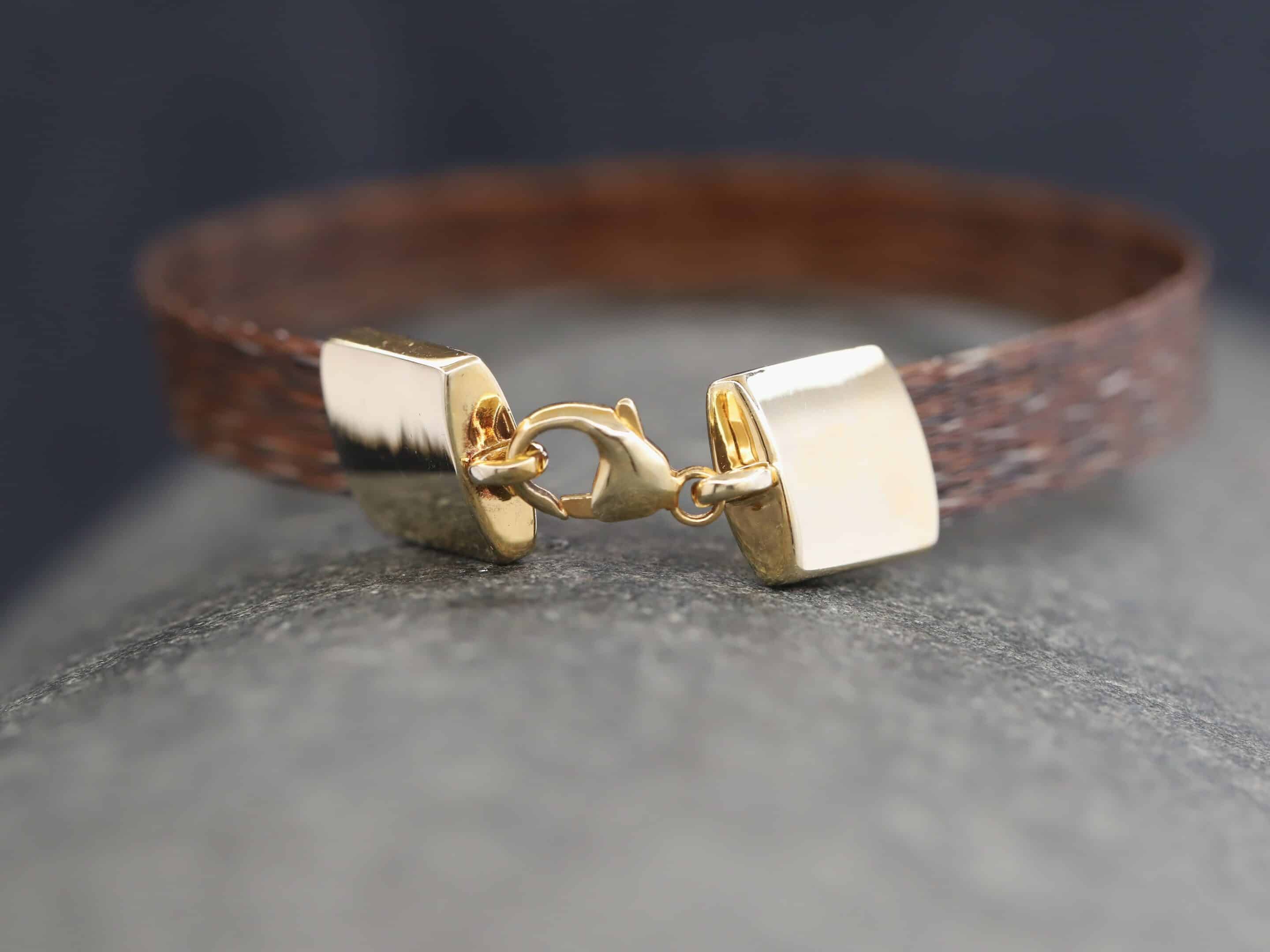 Pferdehaararmband 585er Gelbgold 9mm breit – Bild 5