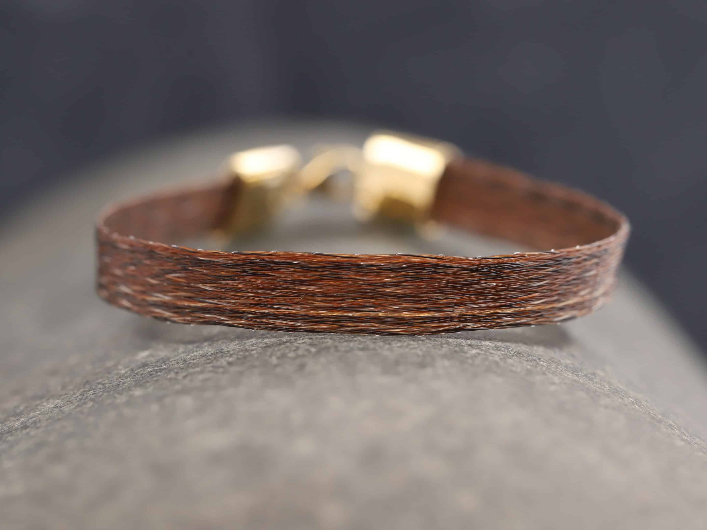 Pferdehaararmband 585er Gelbgold 9mm breit – Bild 3