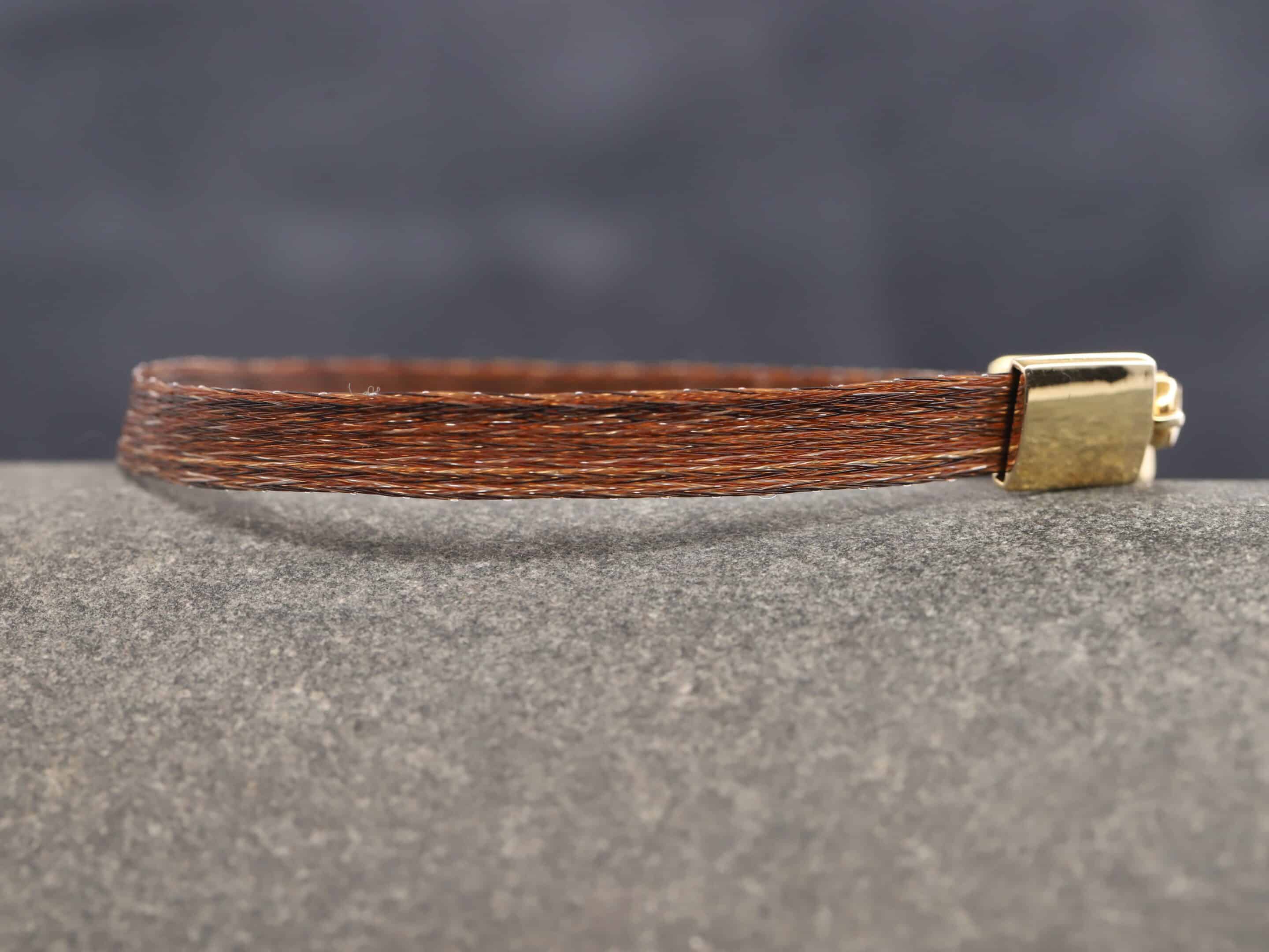 Pferdehaararmband 585er Gelbgold 9mm breit – Bild 2