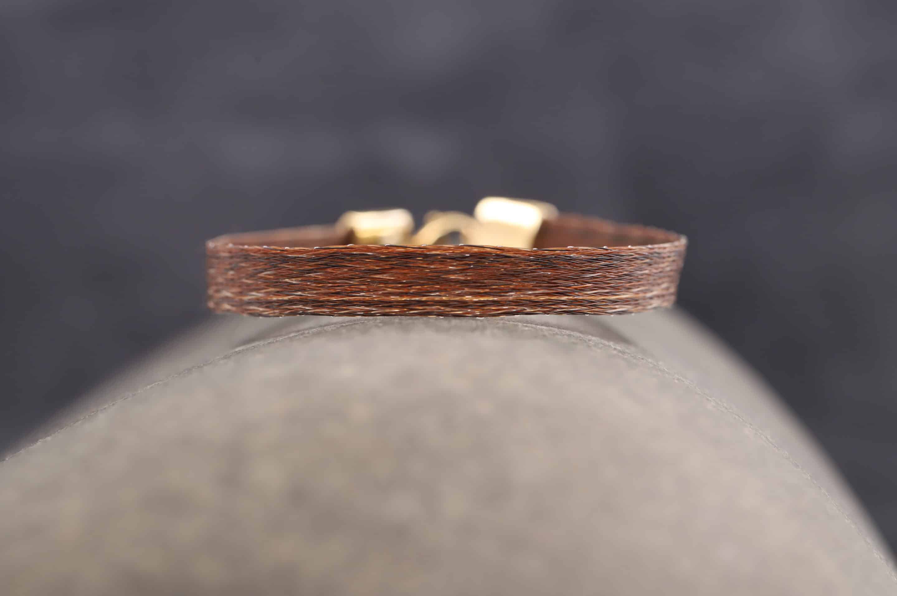 Pferdehaararmband 585er Gelbgold 9mm breit