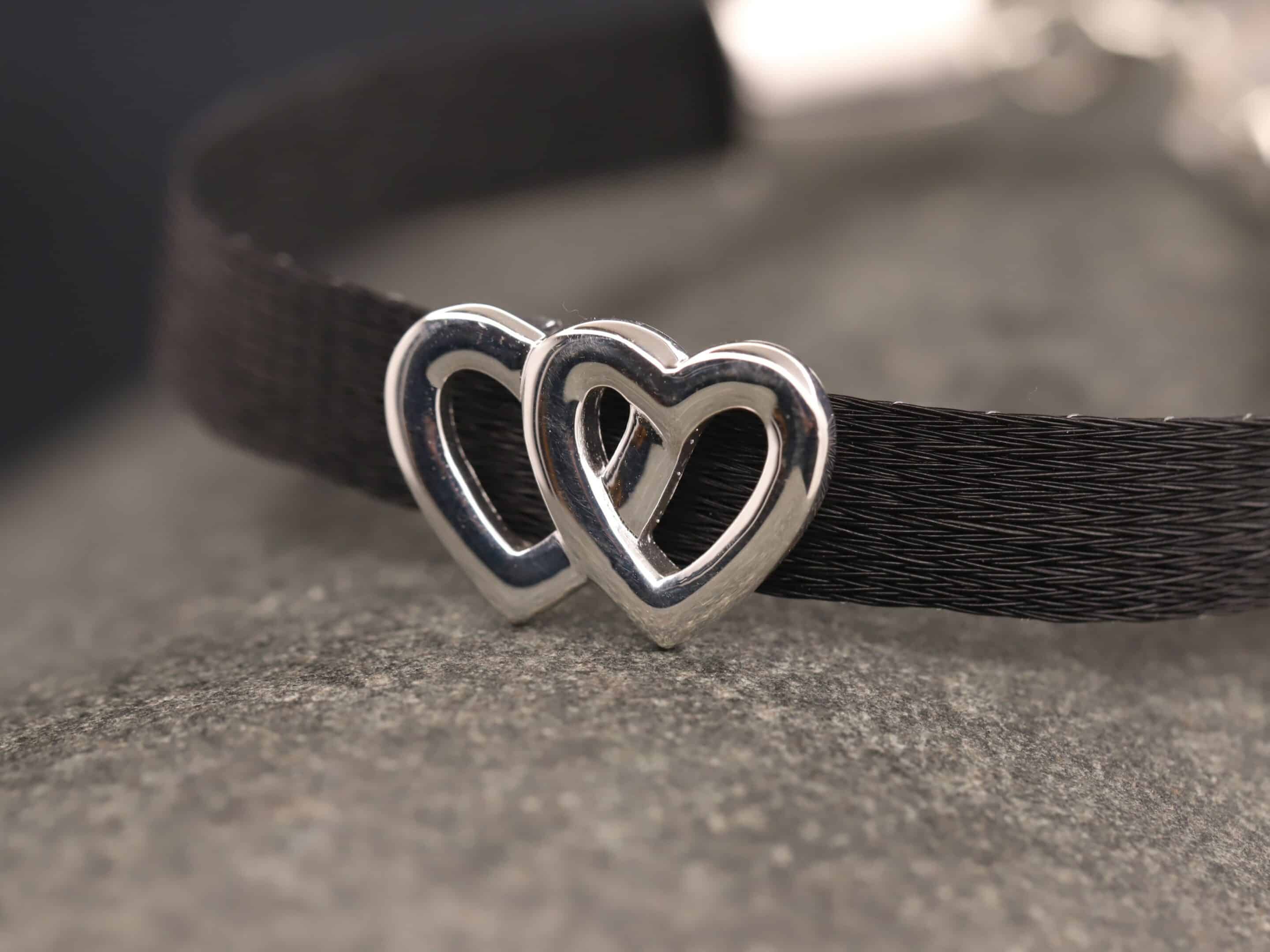 Pferdehaararmband 925er Silber 9mm breit mit Herz – Bild 5