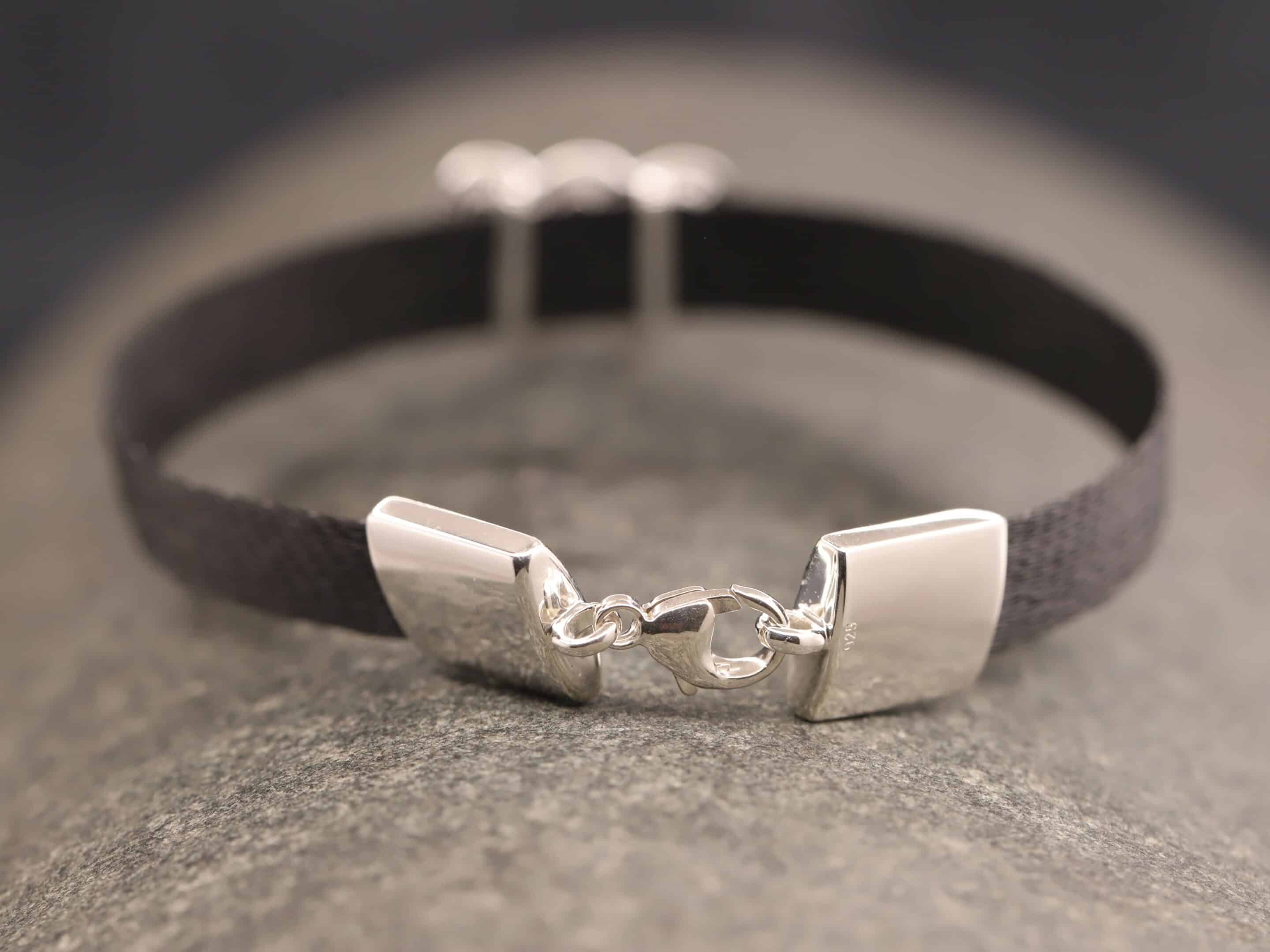 Pferdehaararmband 925er Silber 9mm breit mit Herz – Bild 3