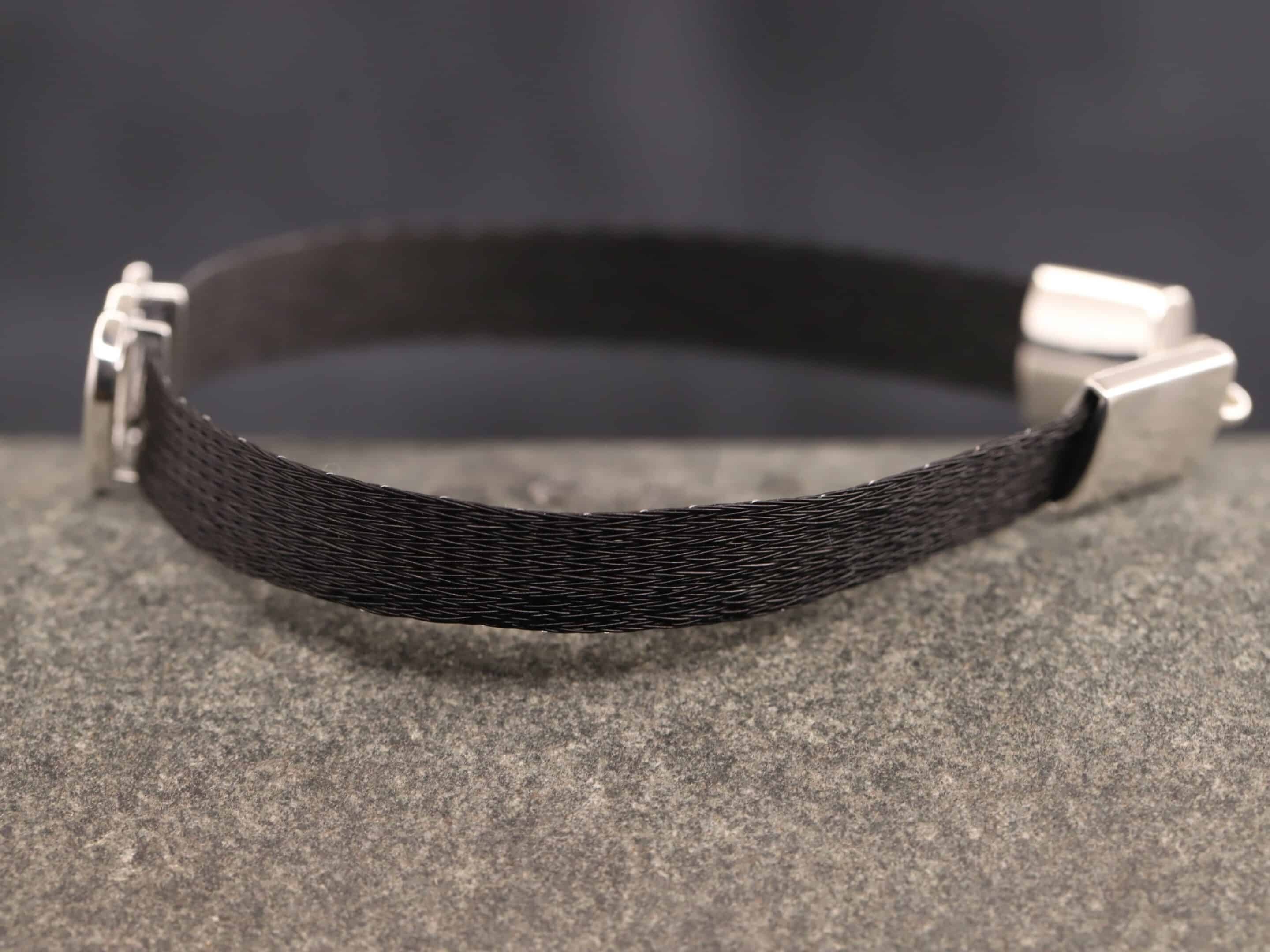 Pferdehaararmband 925er Silber 9mm breit mit Herz – Bild 2