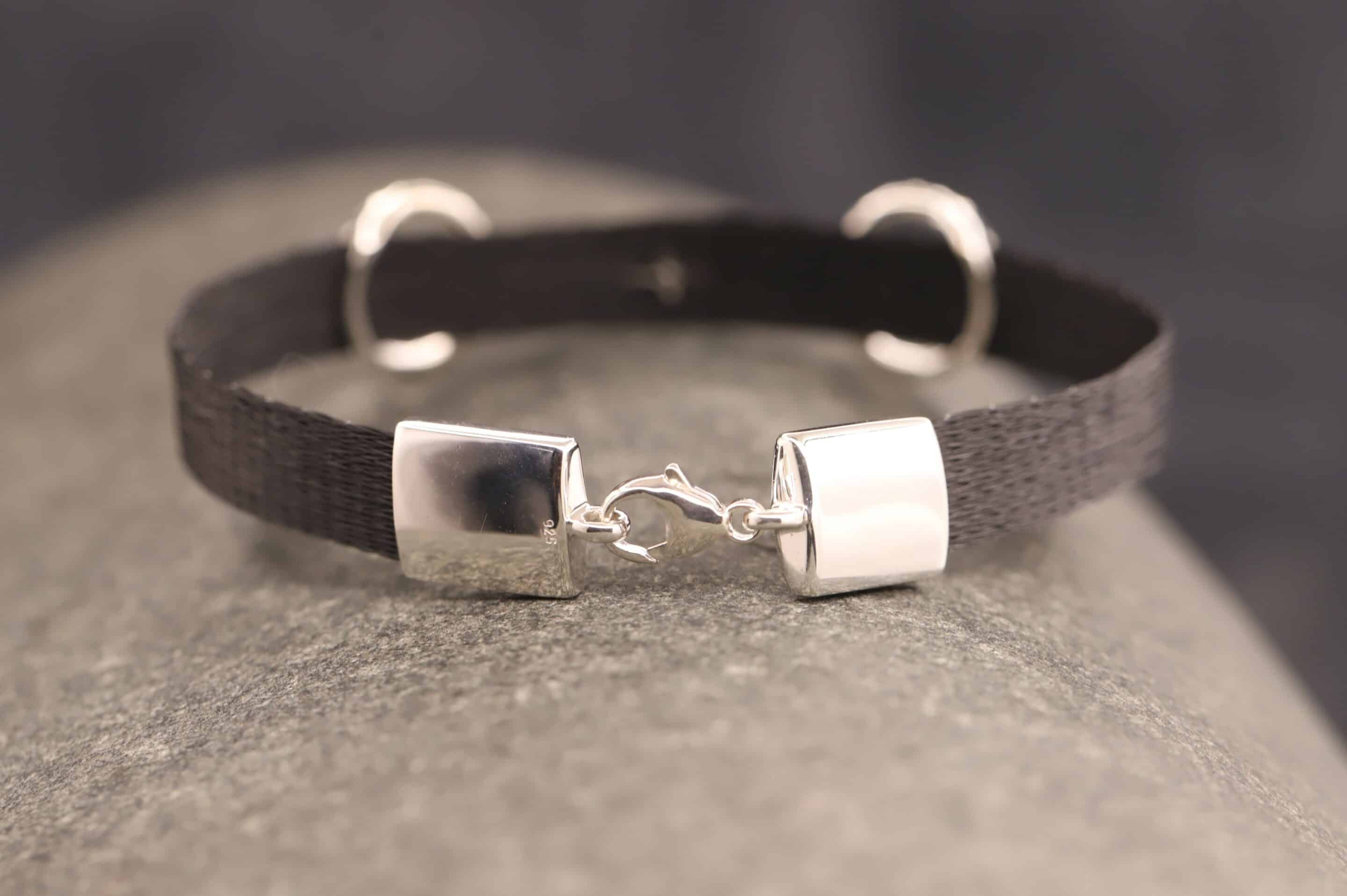 Pferdehaararmband 925er Silber 9mm breit mit Trense in Zirkonia ausgefast – Bild 4