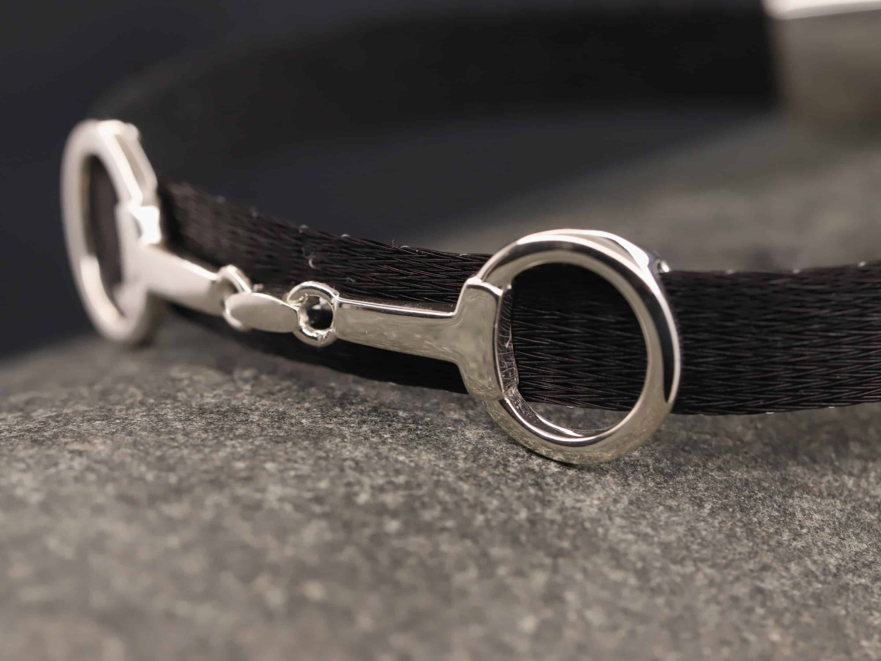 Pferdehaararmband 925er Silber 9mm breit mit Trense – Bild 3