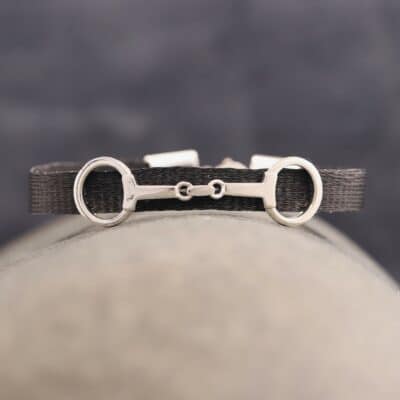 Pferdehaararmband 925er Silber 9mm breit mit Trense