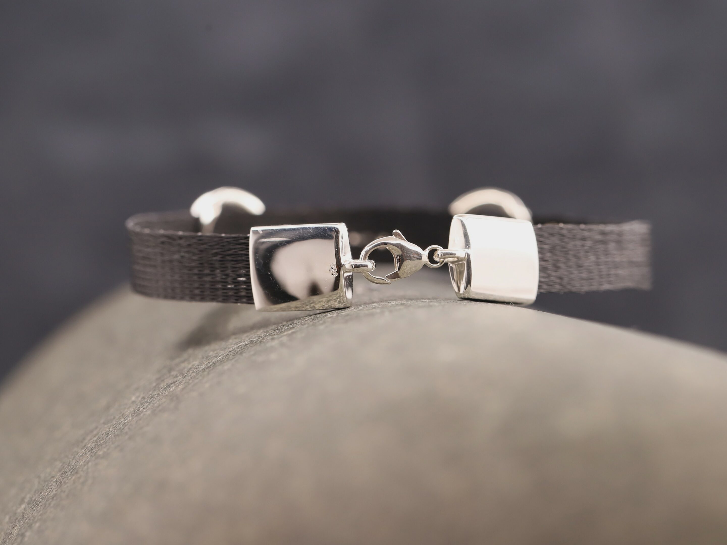 Pferdehaararmband 925er Silber 9mm breit mit Trense – Bild 4
