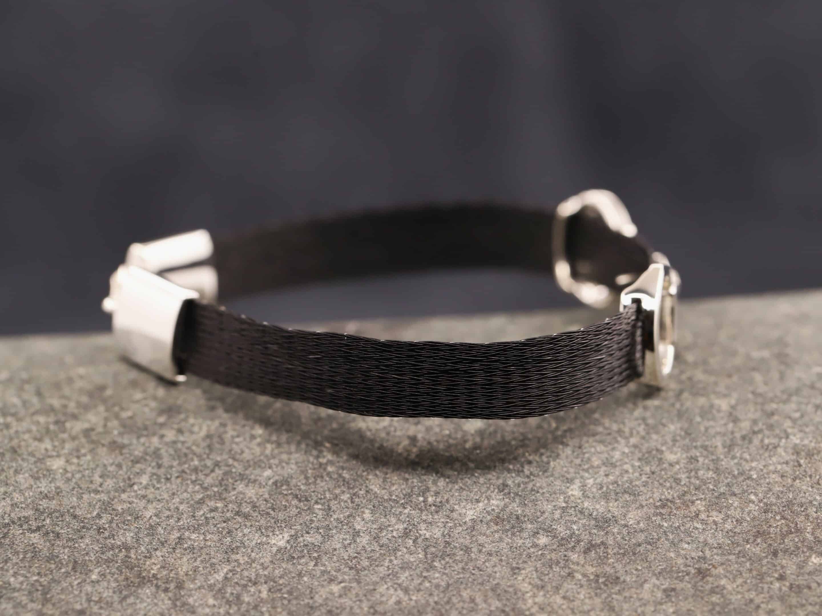 Pferdehaararmband 925er Silber 9mm breit mit Trense – Bild 2