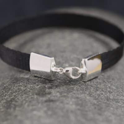Pferdehaararmband 925er Silber 9mm breit
