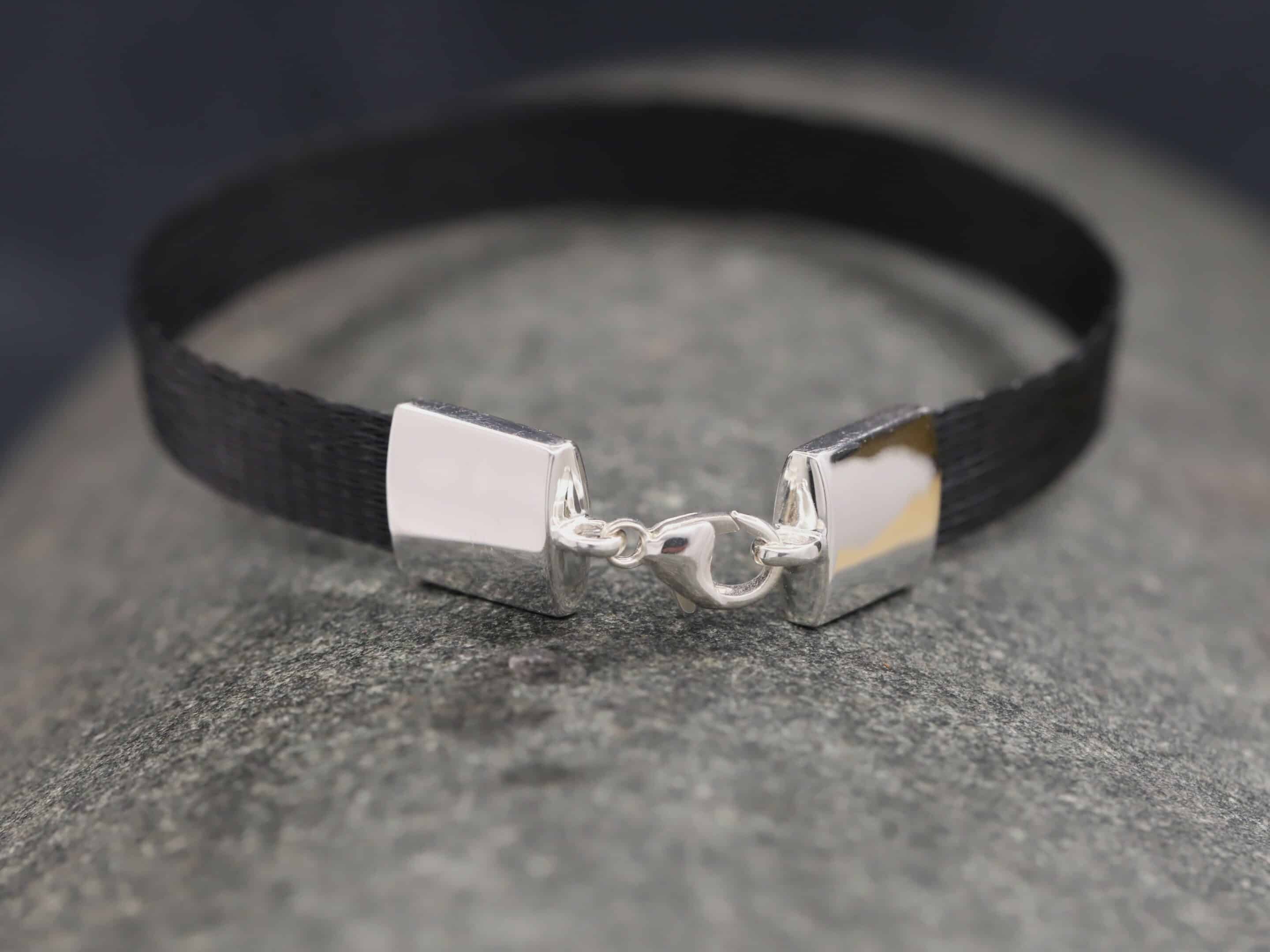 Pferdehaararmband 925er Silber 9mm breit
