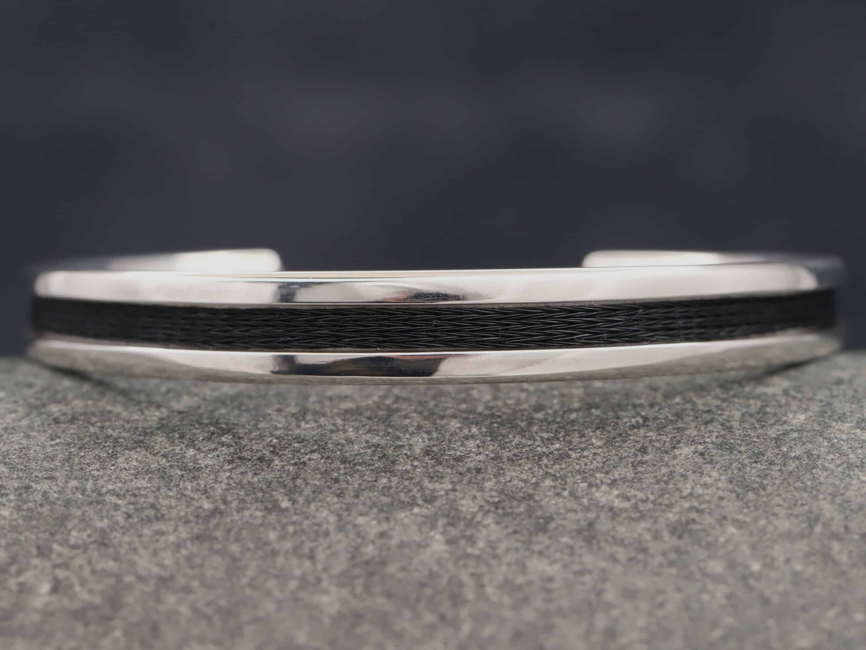 Pferdehaararmreif 925er Silber 8,4mm breit poliert – Bild 4