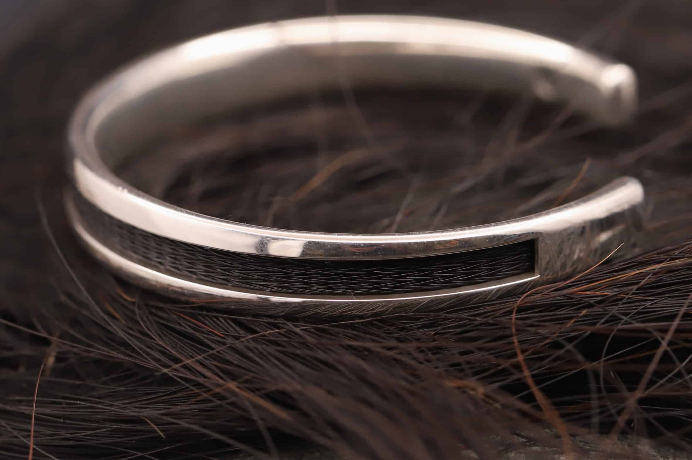 Pferdehaararmreif 925er Silber 8,4mm breit poliert – Bild 2