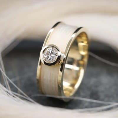 Pferdehaarring 585er Gelbgold mit 0,5ct großem Brillant