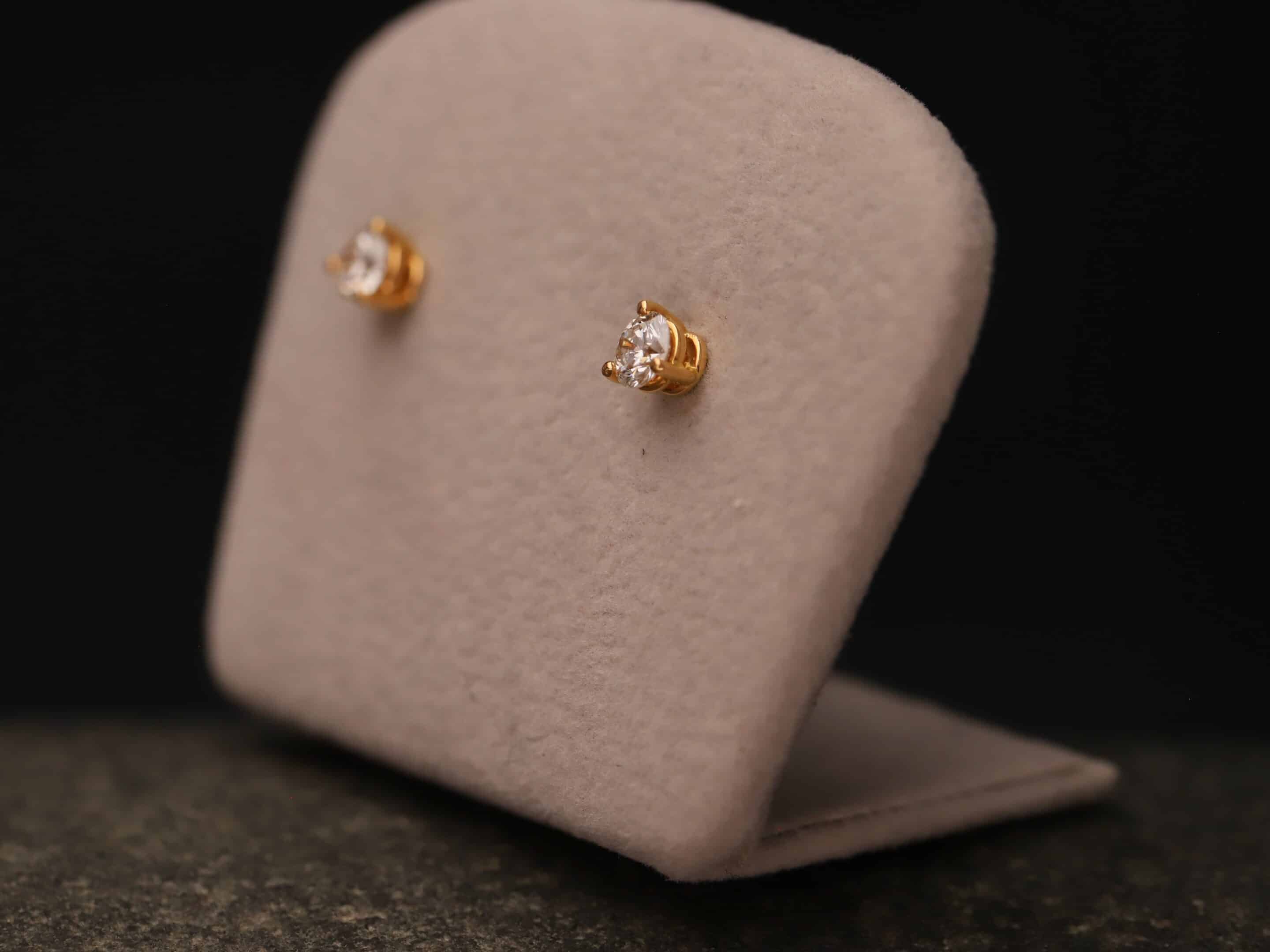 0,3ct Brillantstecker in 585er Rosegold mit einer Viergriff Fassung (3 Krappen je Stein, synthetische Brillanten) – Bild 5