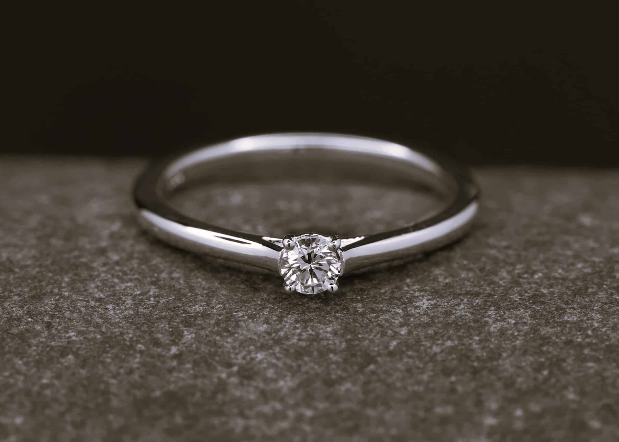 Verlobungsring 585er Weißgold mit 0,157ct synthetischem Diamanten im Brillantschliff – Bild 3
