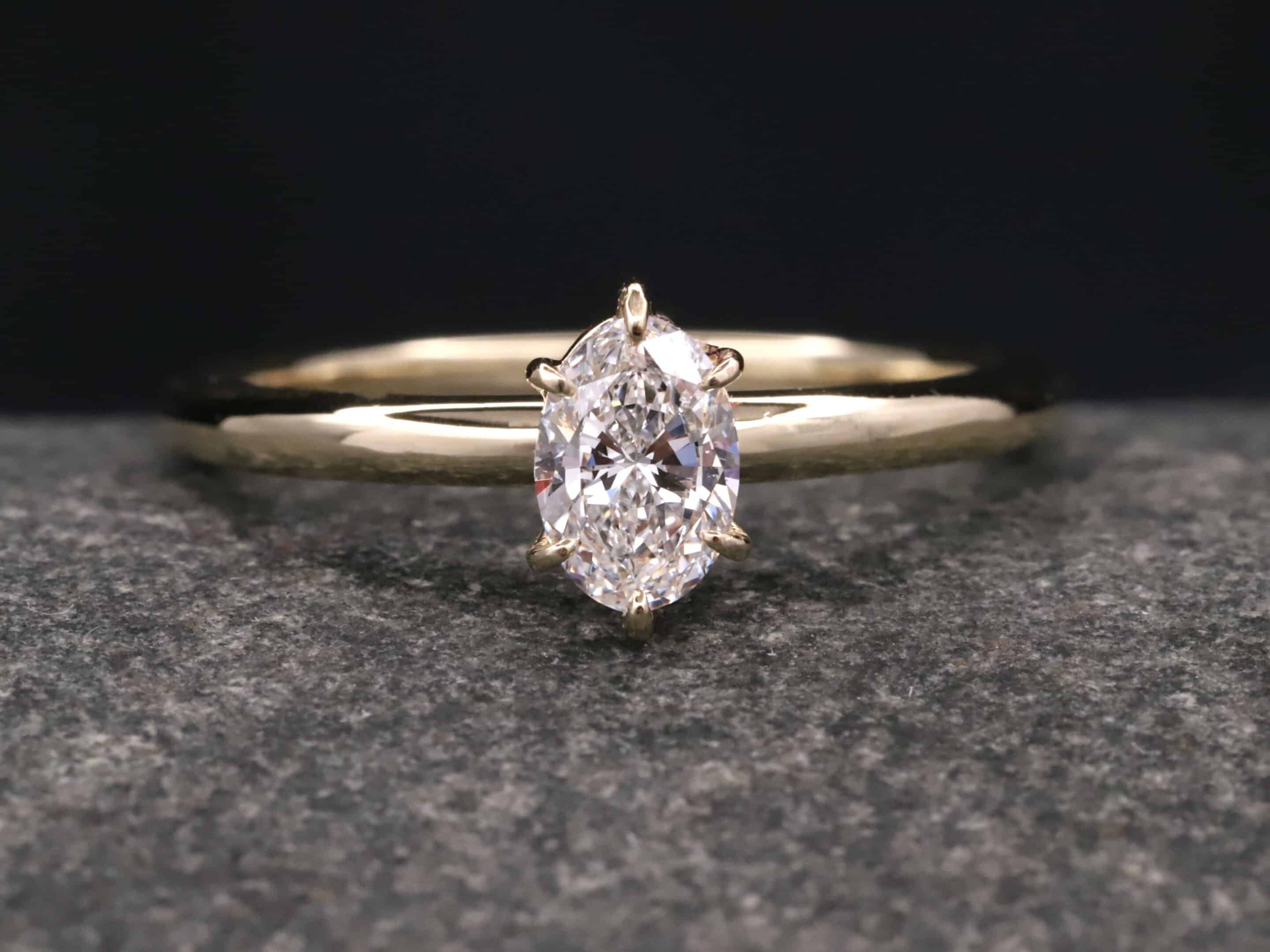Verlobungsring 585er Gelbgold mit 0,35ct synthetischem Diamanten in Ovalem Schliff – Bild 5