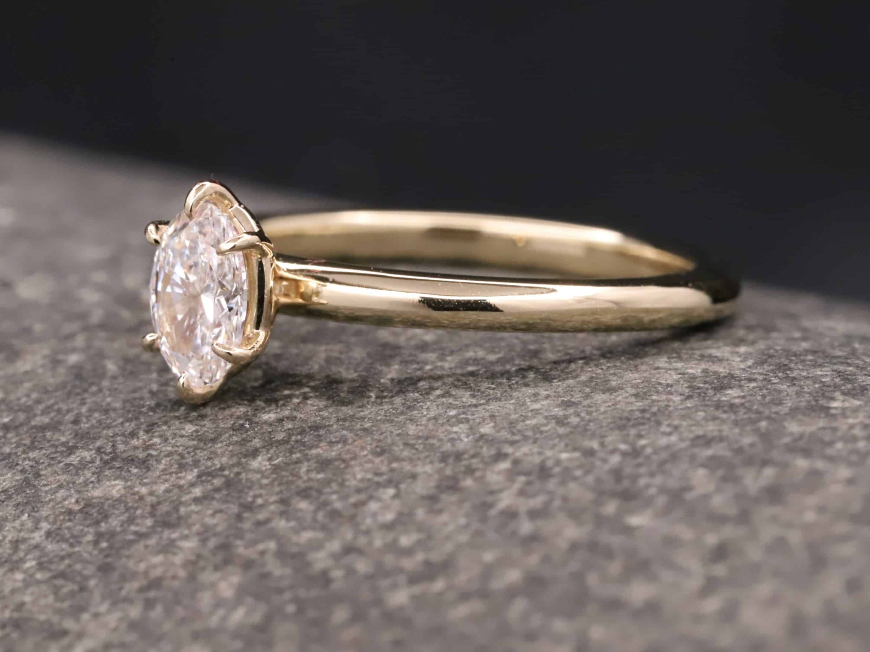 Verlobungsring 585er Gelbgold mit 0,35ct synthetischem Diamanten in Ovalem Schliff – Bild 2