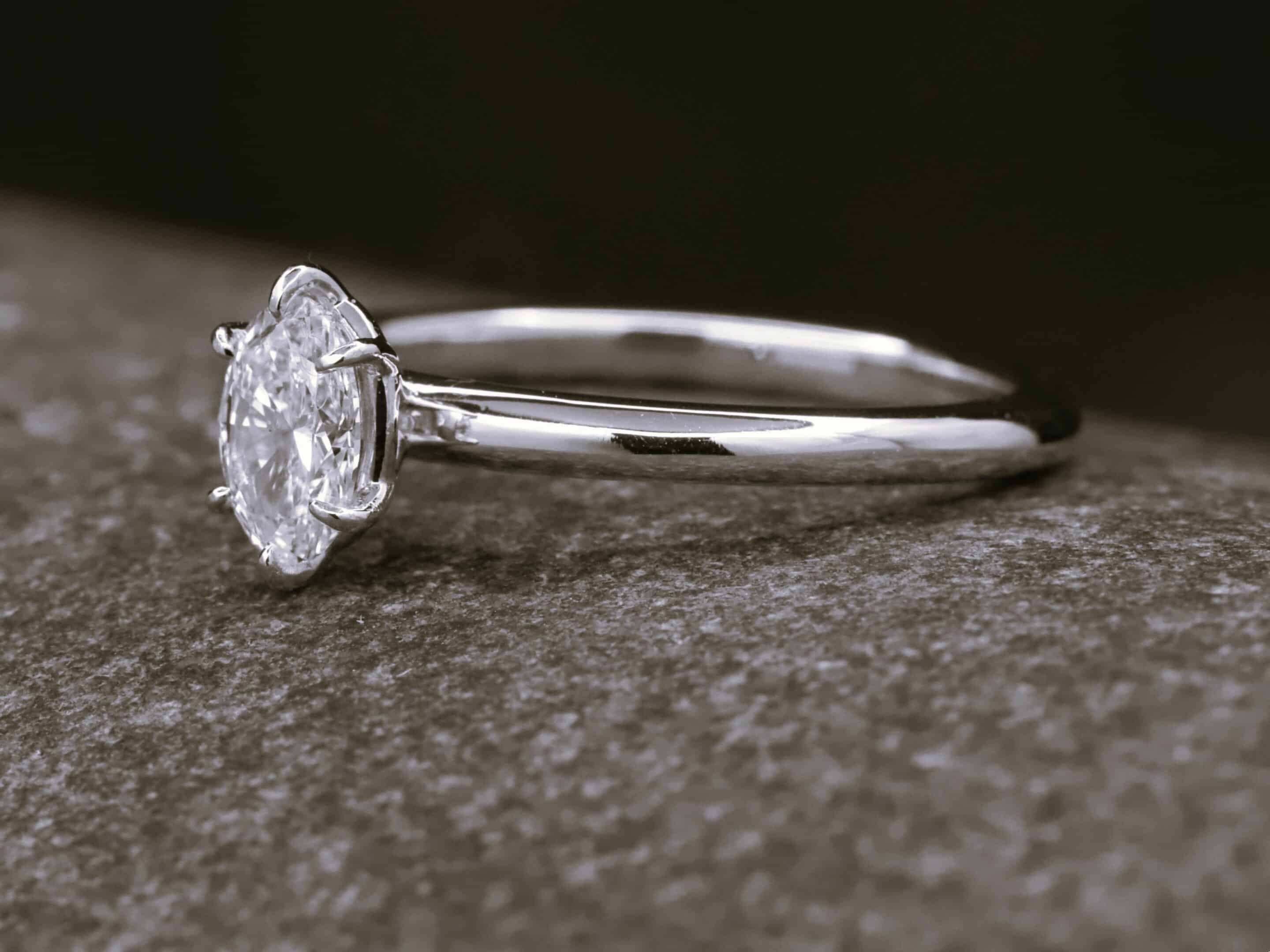 Verlobungsring 585er Weißgold mit 0,35ct synthetischem Diamanten in Ovalem Schliff – Bild 4
