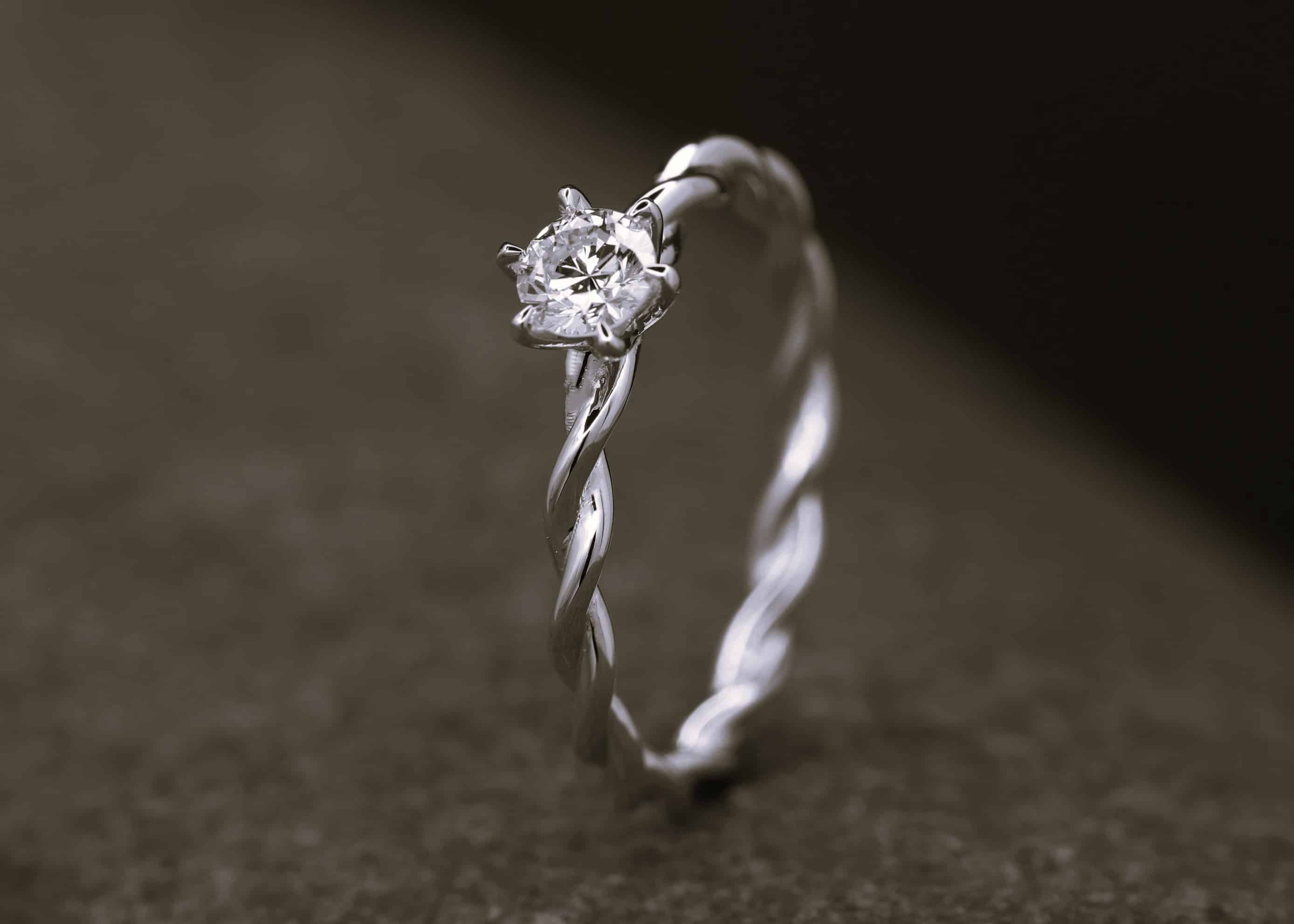 Verlobungsring 585er Weißgold mit 0,242ct synthetischem Diamanten im Brillantschliff – Bild 3