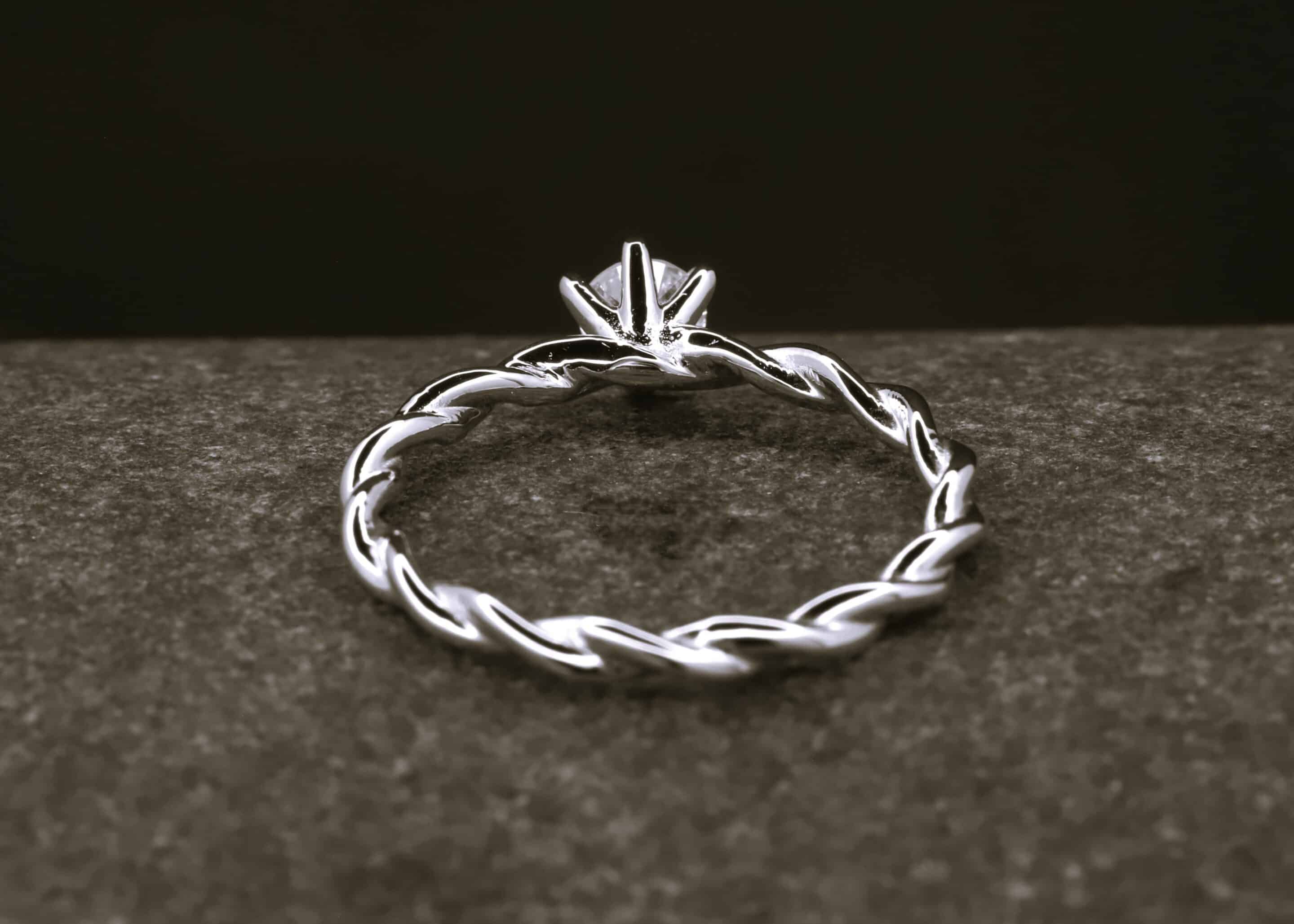 Verlobungsring 585er Weißgold mit 0,242ct synthetischem Diamanten im Brillantschliff – Bild 8