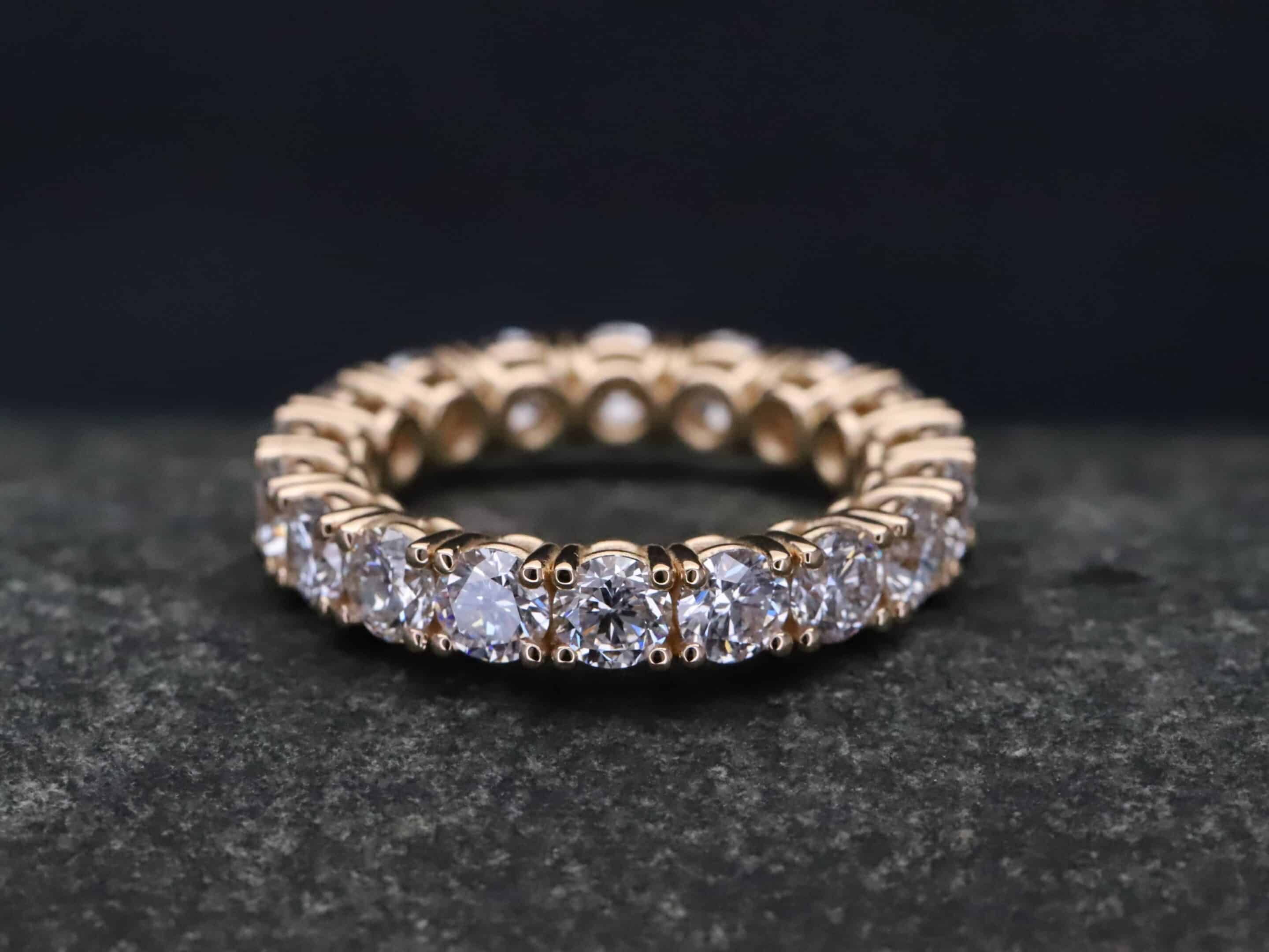 Beisteckring Brillantring in 585er Rosegold mit 4,75ct synthetischen Brillanten – Bild 3
