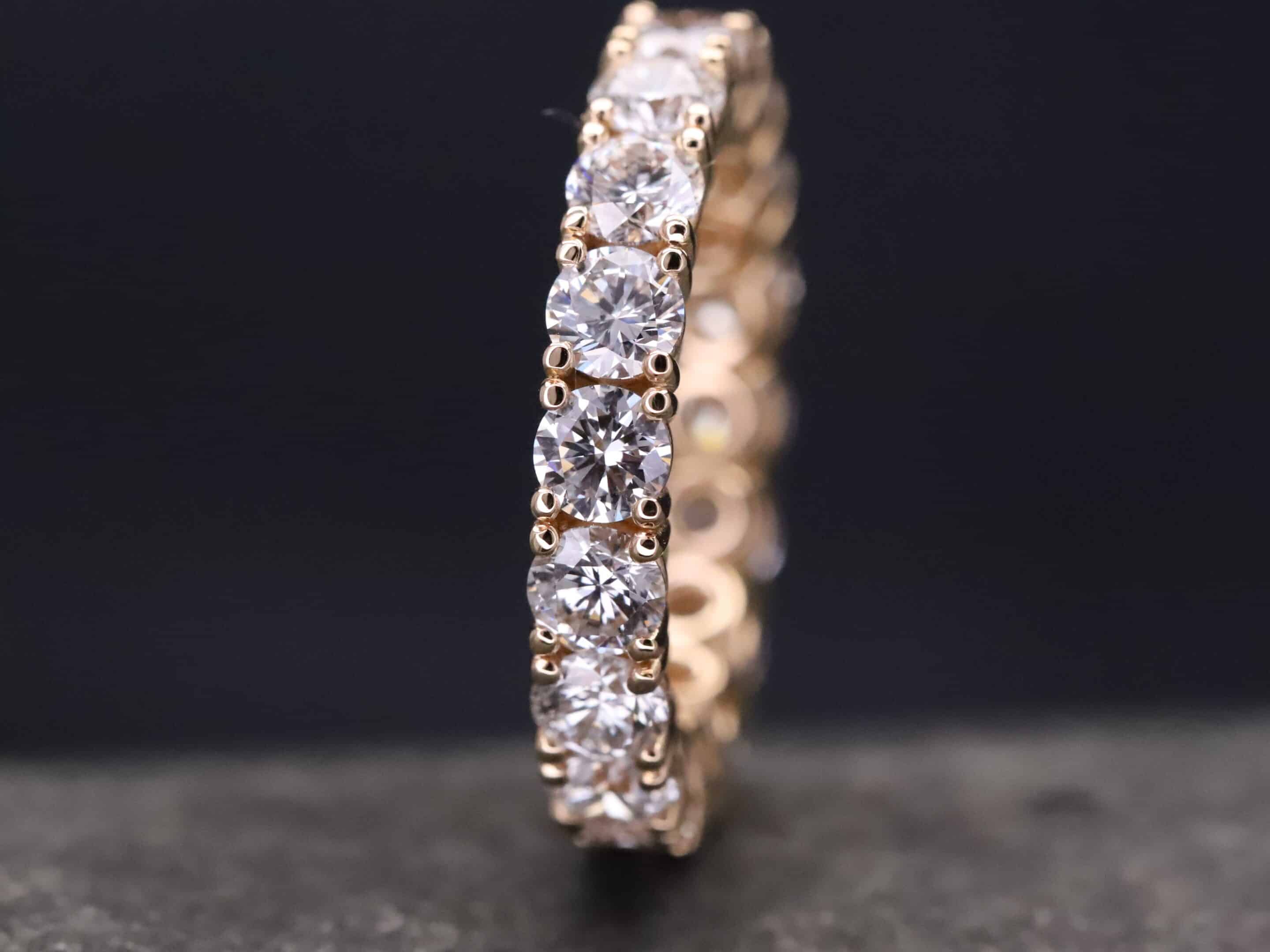 Beisteckring Brillantring in 585er Rosegold mit 4,75ct synthetischen Brillanten